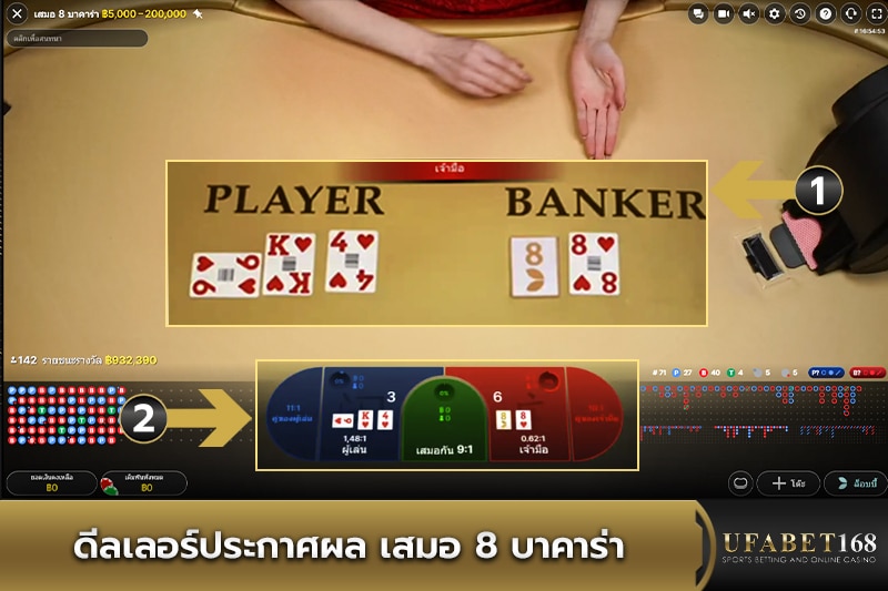 ดีลเลอร์ประกาศผล เสมอ 8 บาคาร่า